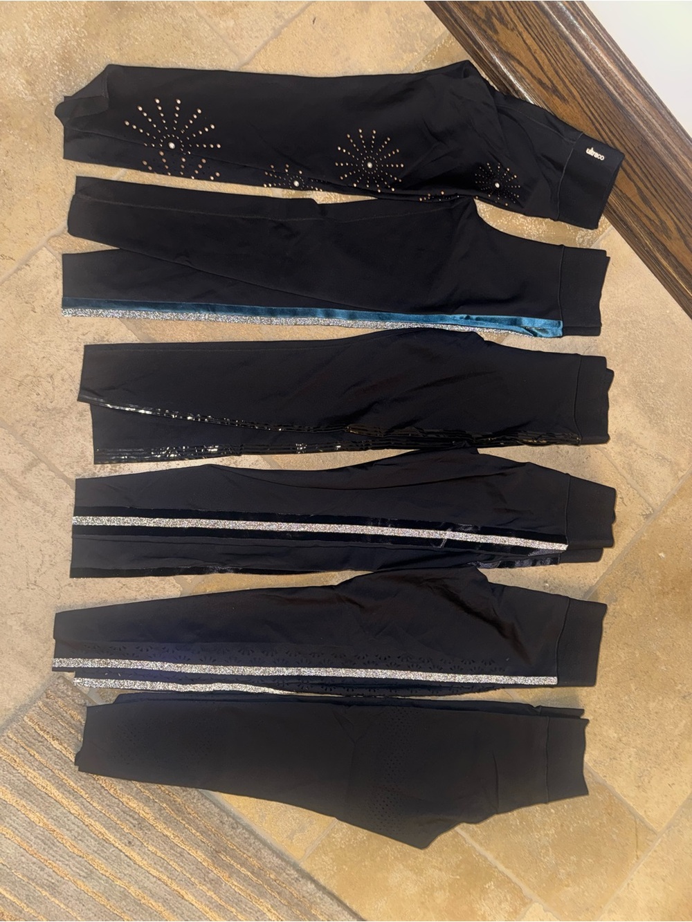 ultracor Black Leggings with Silver Trim and Sequin Details